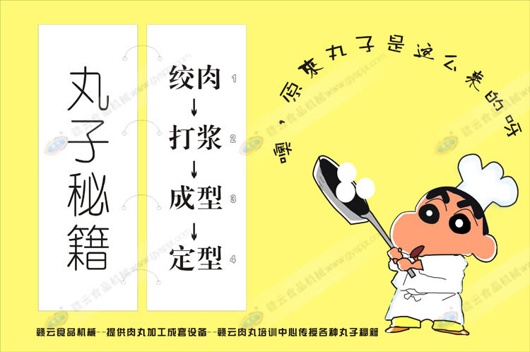 丸子秘籍-蠟筆小新-絞肉-打漿-成型-定型-贛云機(jī)械